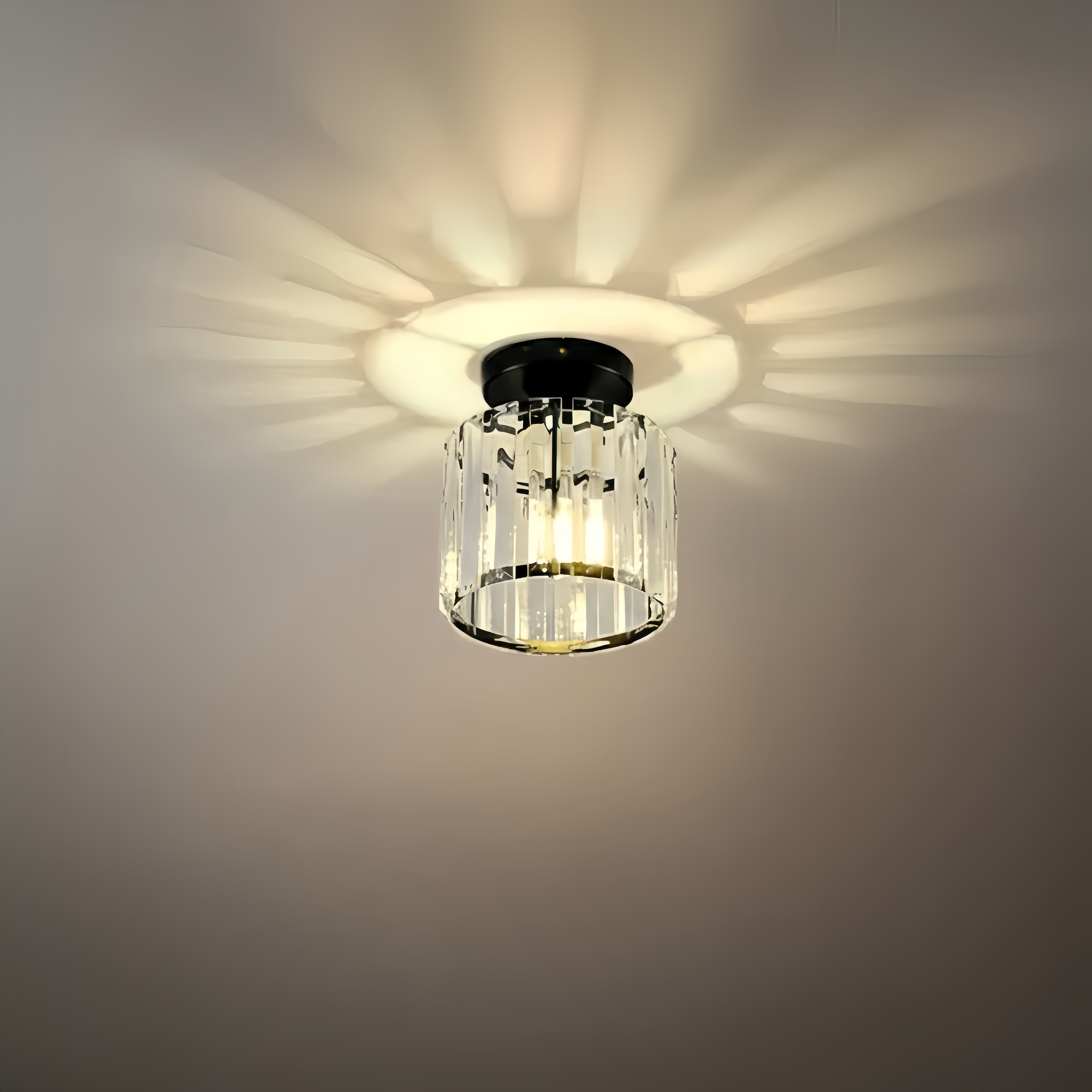 Vetro Modern Ceiling Lamp Metal/Crystal Design in Black/Gold/Silver for Bedroom