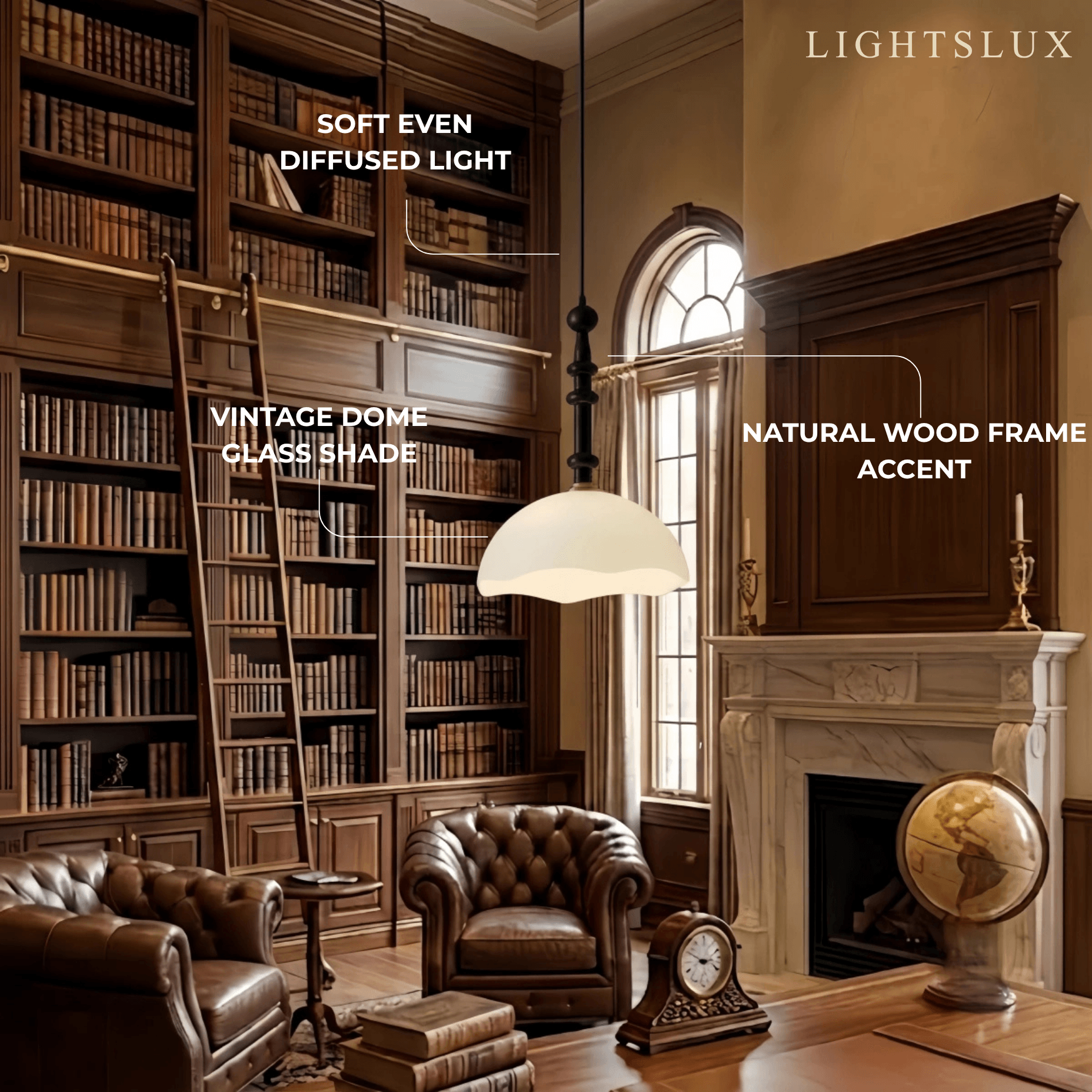 Vetro Retro Glass Pendant Light --Coffee Or White for Dining Room