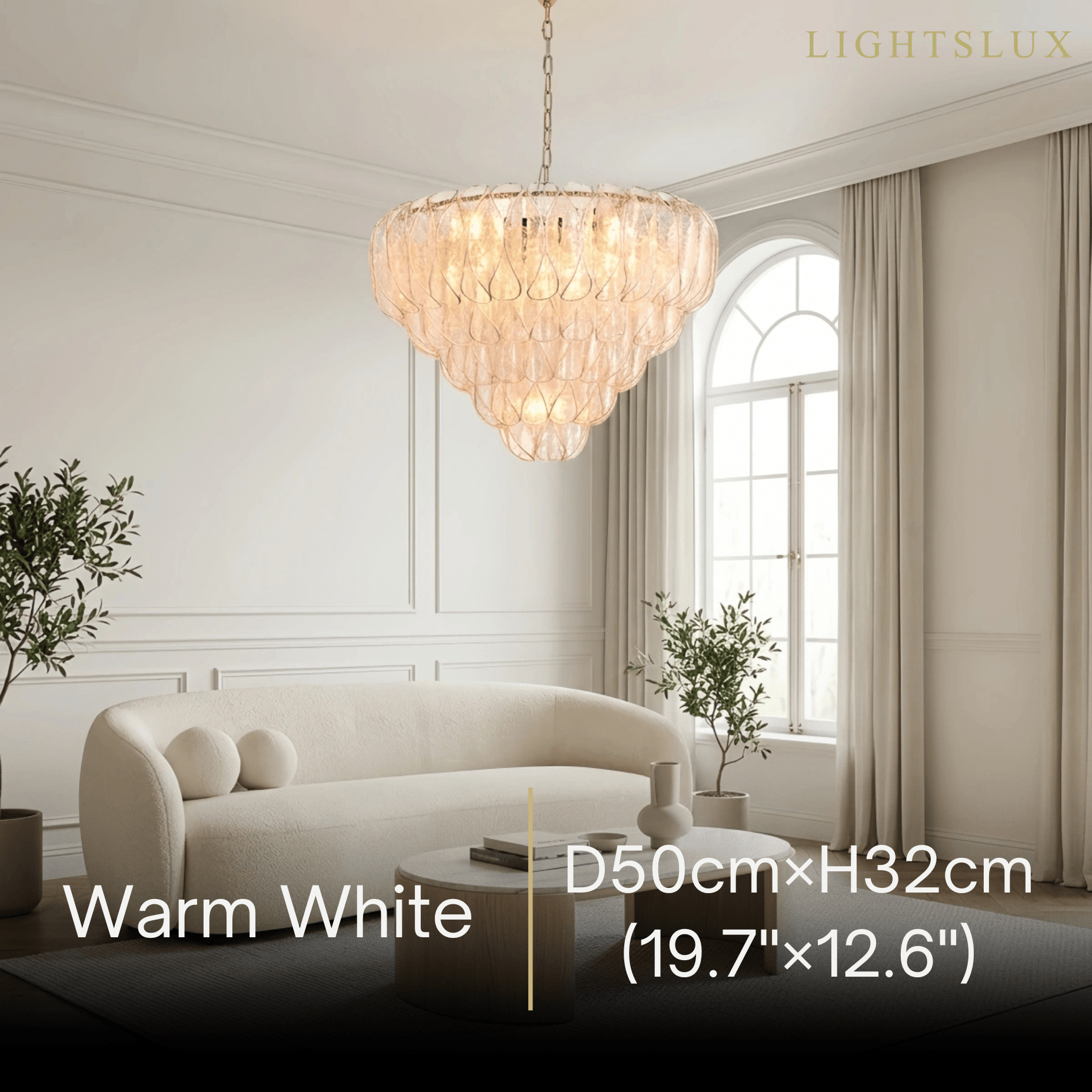 Excelis Luxury Chandelier --Textured Glass & Metal for Living Room