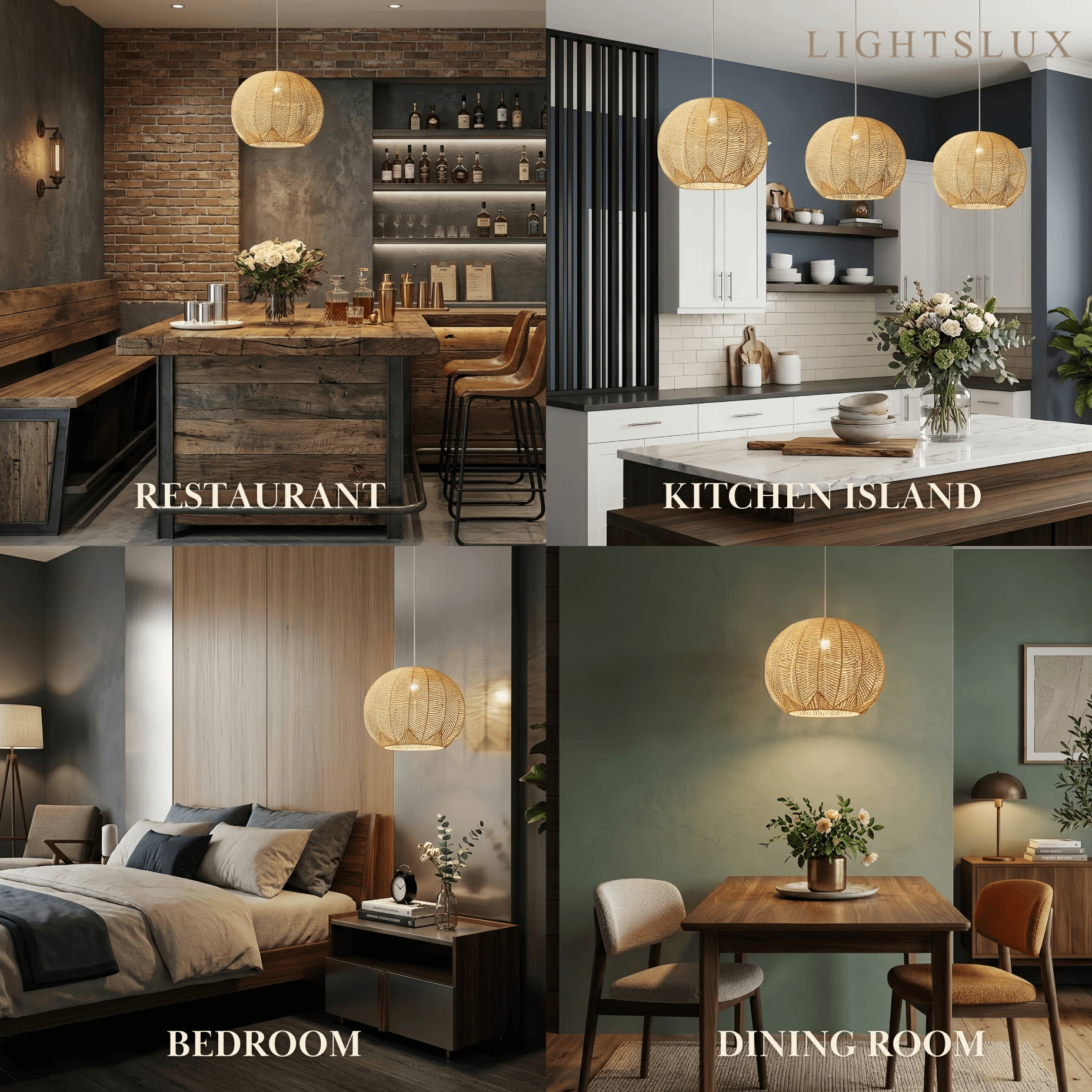 Bamburo Farmhouse Wood Pendant Light