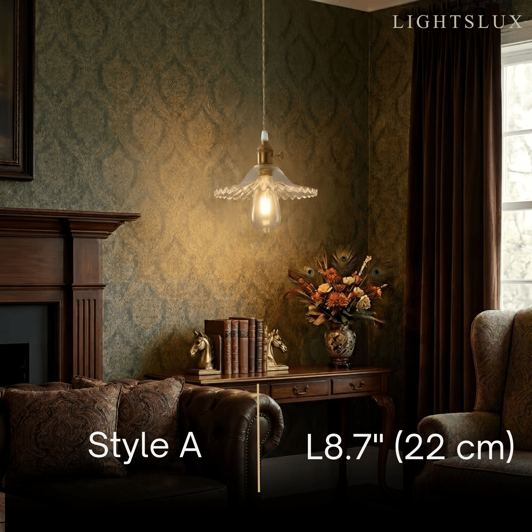Pendant Light – Clear Blown Glass with Brass Finish for Bedroom