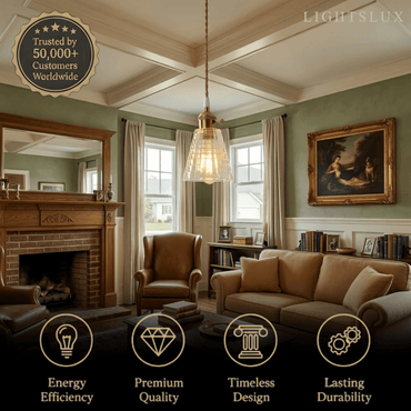 Pendant Light – Clear Blown Glass with Brass Finish for Bedroom