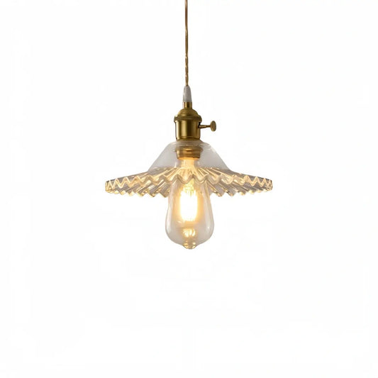 Pendant Light – Clear Blown Glass with Brass Finish for Bedroom