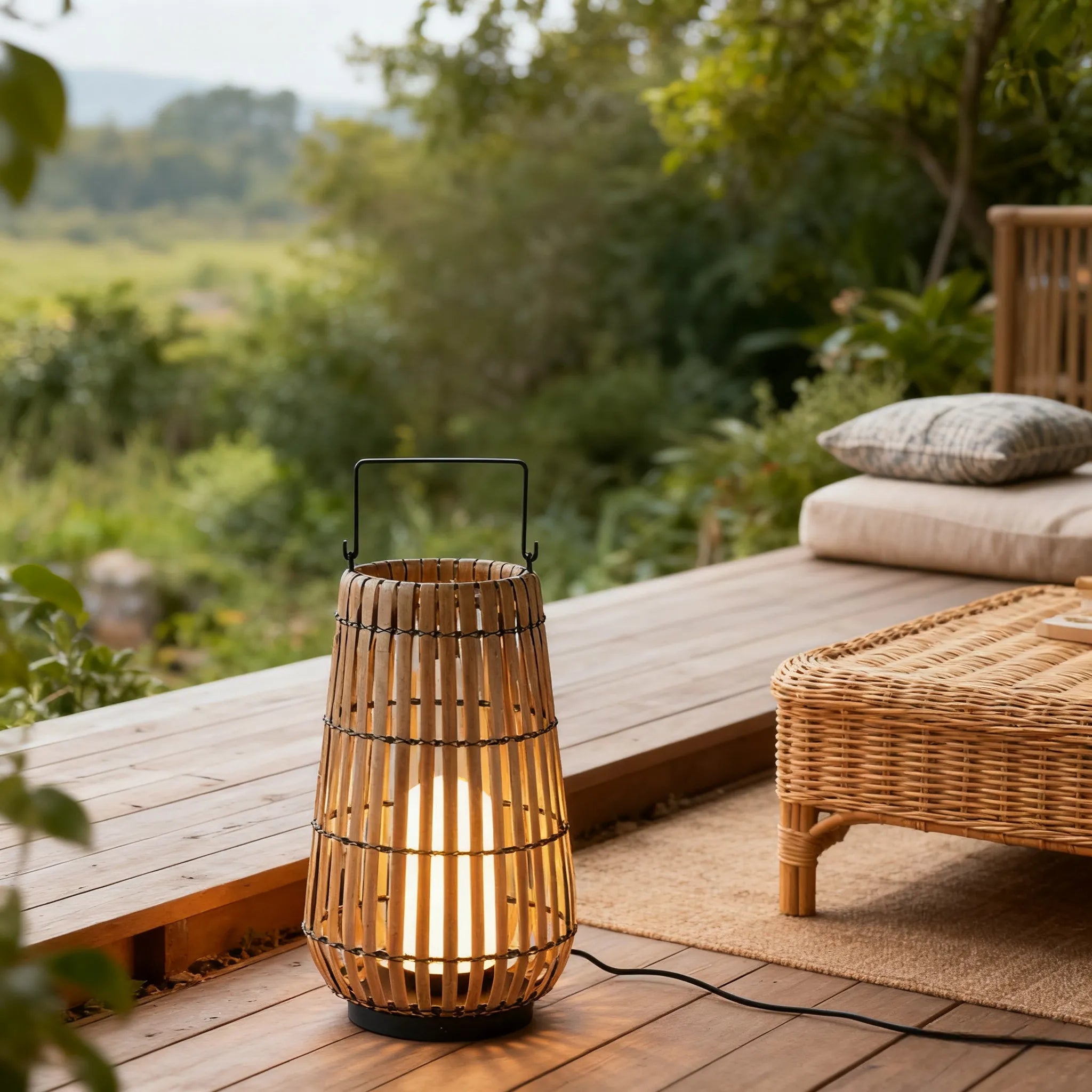 Modern Wooden Path Lamp - Brown