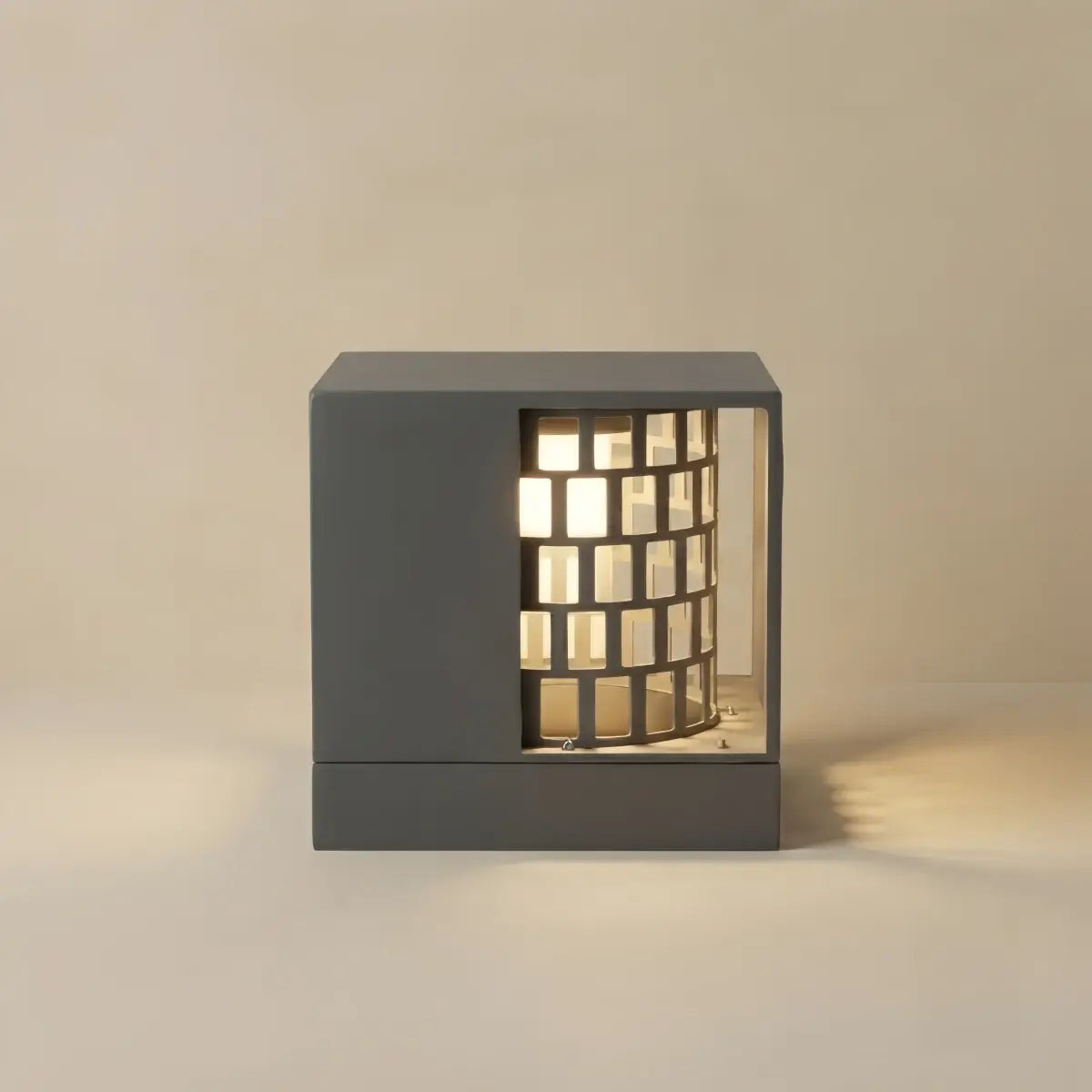 ALS769Arcato Art Deco Pillar Light - Dark Gray Square Metal & Acrylic Design for Garden