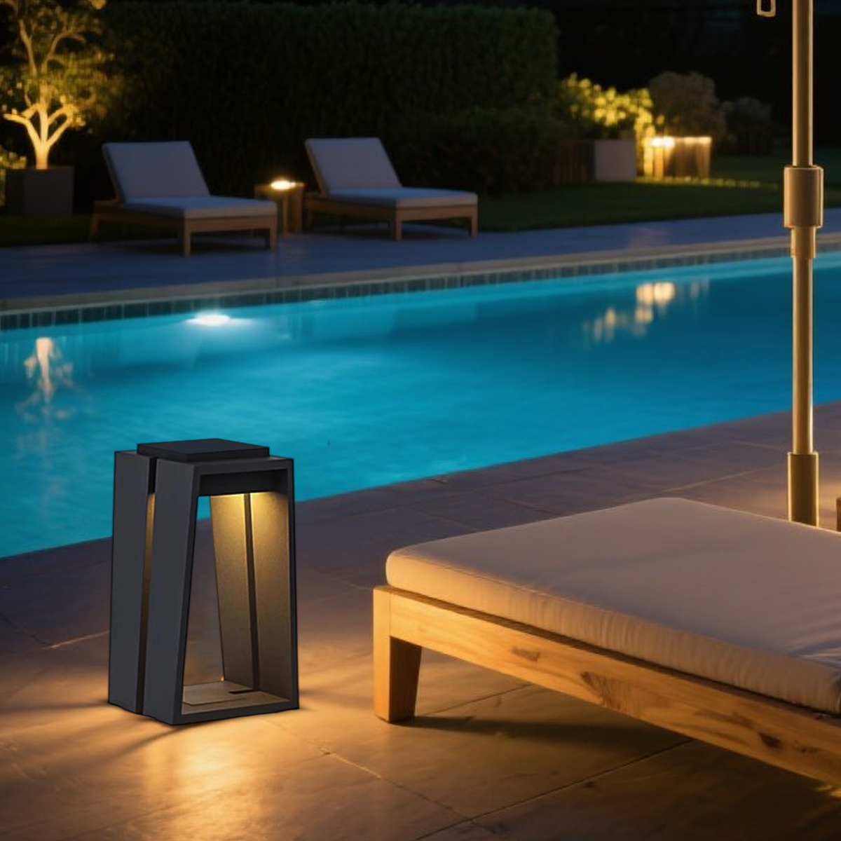 Industrial Metal & Glass Outdoor Floor Lamp