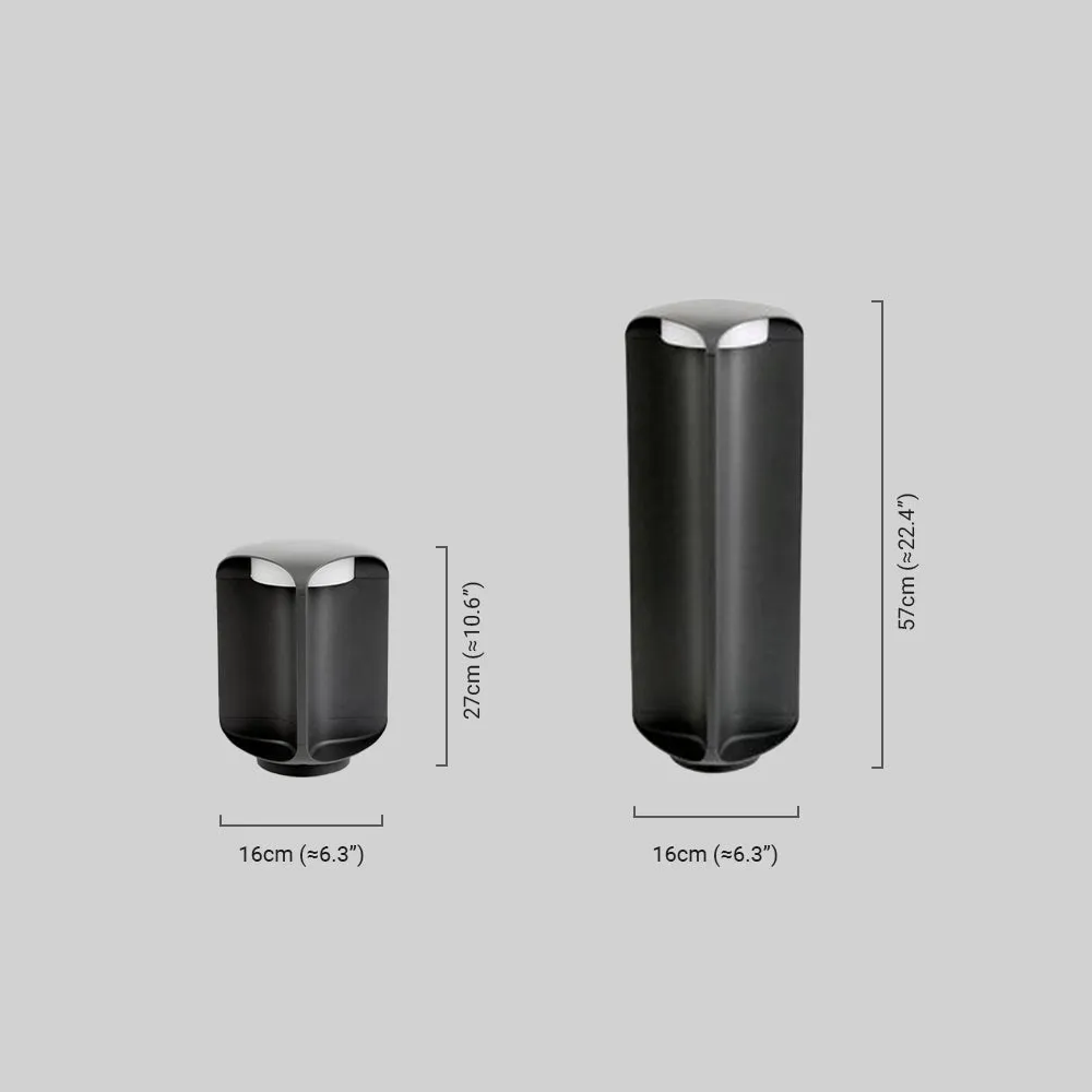 Stellar Modern Cylindrical Outdoor Floor Lamp – Black or Grey Metal & Glass Fixture
