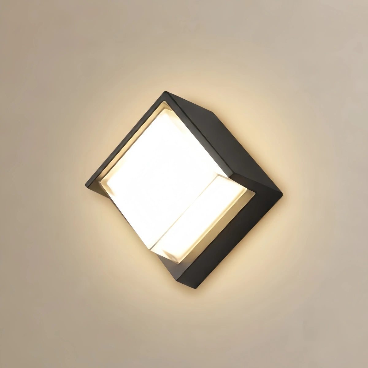 Arcato Modern Square Outdoor Wall Lamp - Black Metal/Acrylic for Garden