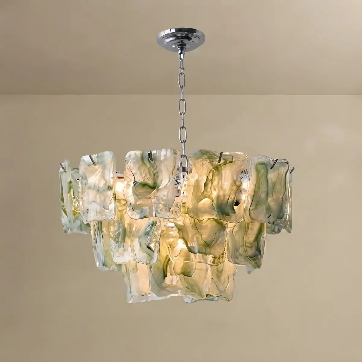 ART004Excelis Luxury Branch-Style Tiered Chandelier— Metal & Glass Multicolor for Dining Room