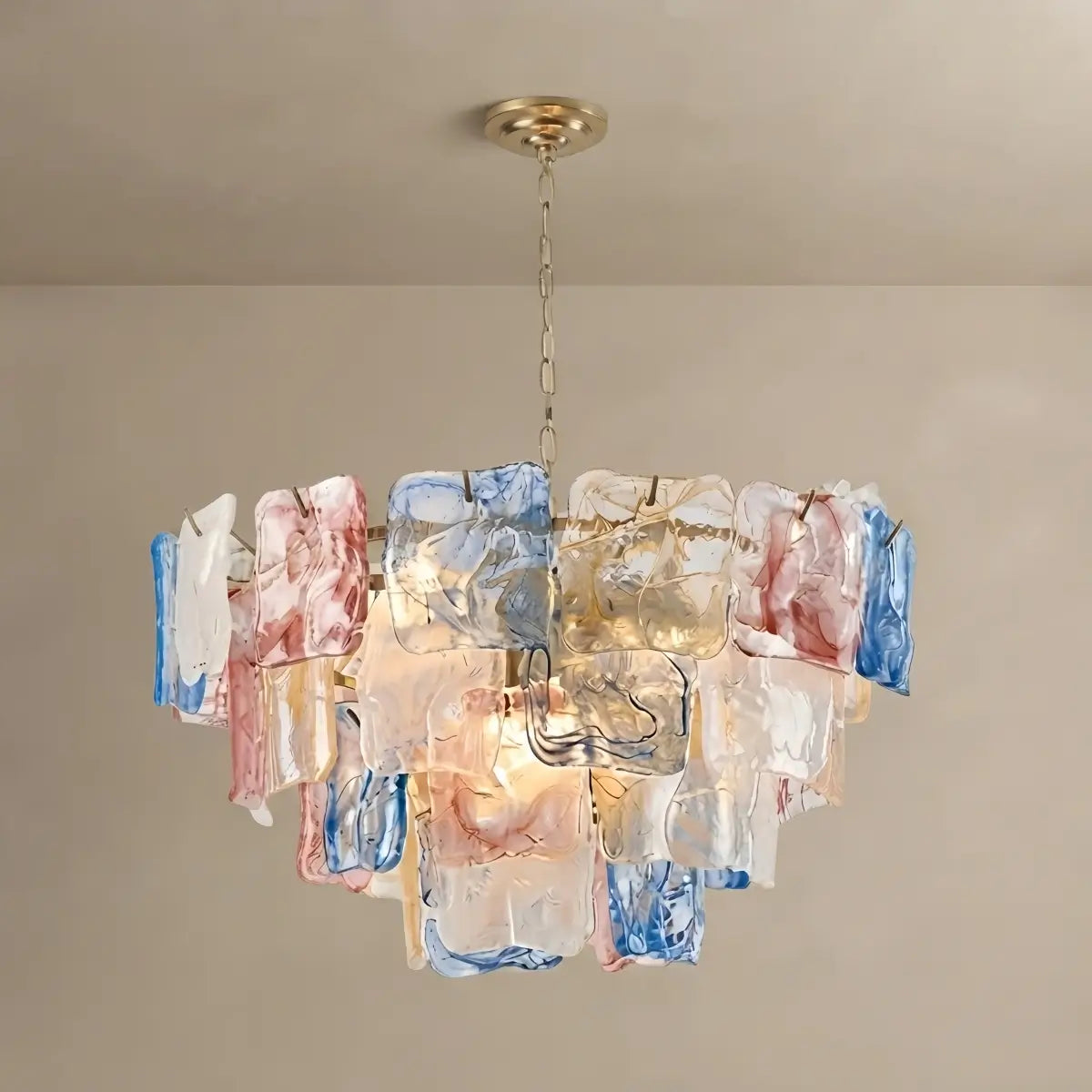 ART004Excelis Luxury Branch-Style Tiered Chandelier— Metal & Glass Multicolor for Dining Room