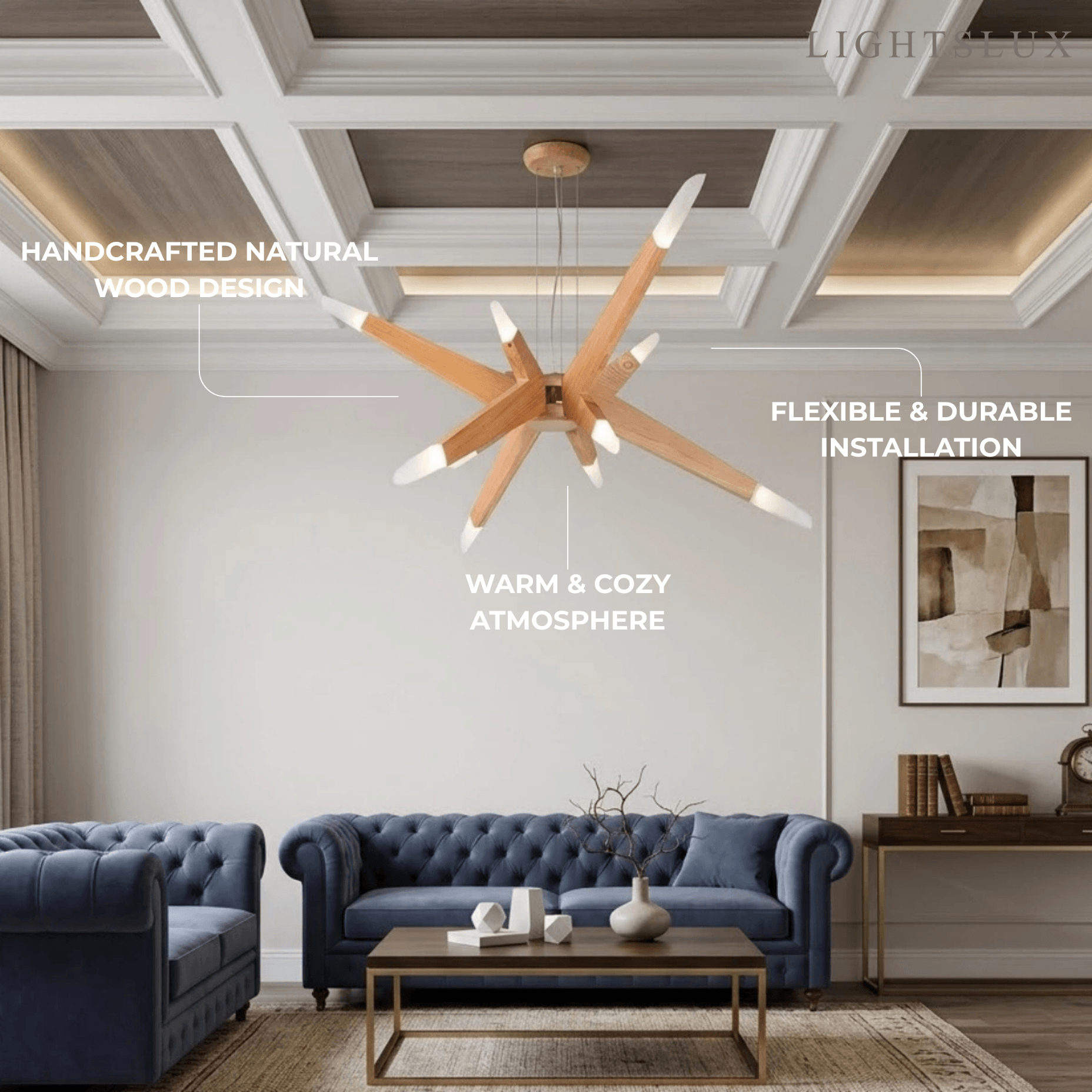 Zenno Designer Handmade Branch Wood Pendant Light - Natural