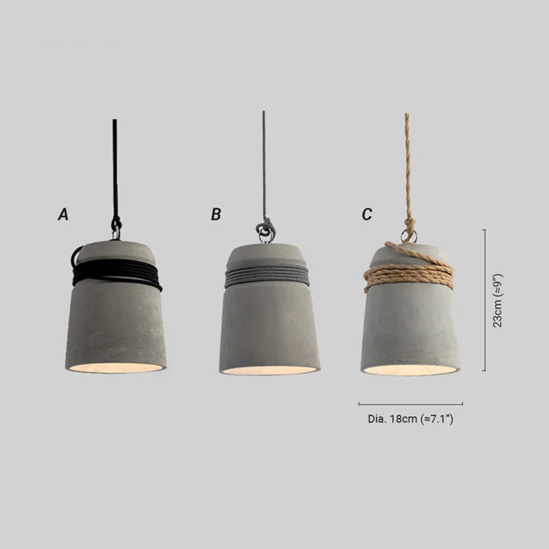 Industrial Cement Pendant Light Dimension