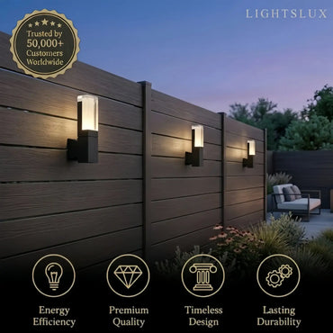 Arcato Modern Rectangle Wall Sconce - Black Metal for Garden/Outdoor Spaces