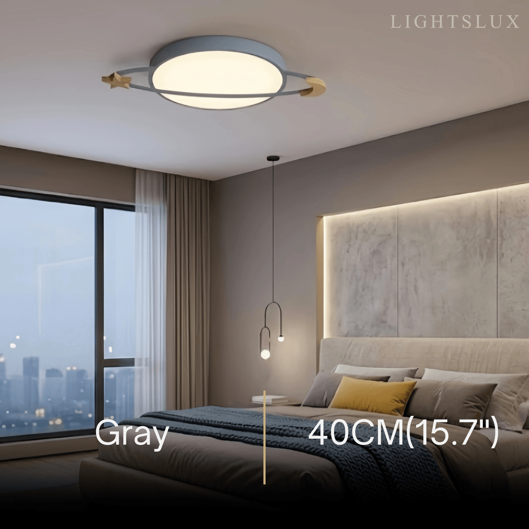 Vivara Modern Ceiling Light - Dimmable Grey/White/Green for Bedroom