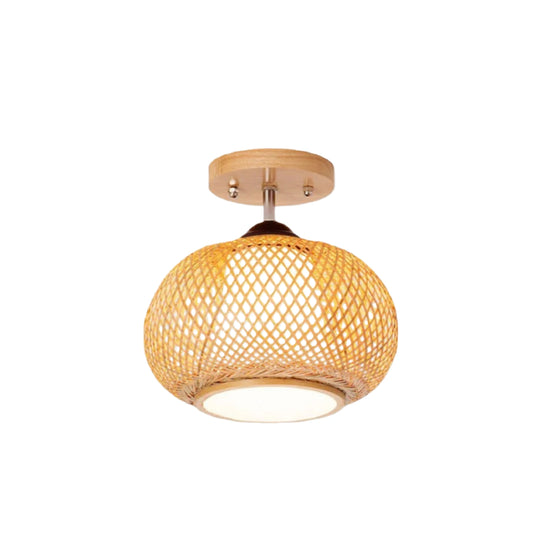 Ceiling Light – Bamboo Flush Mount for Hallway