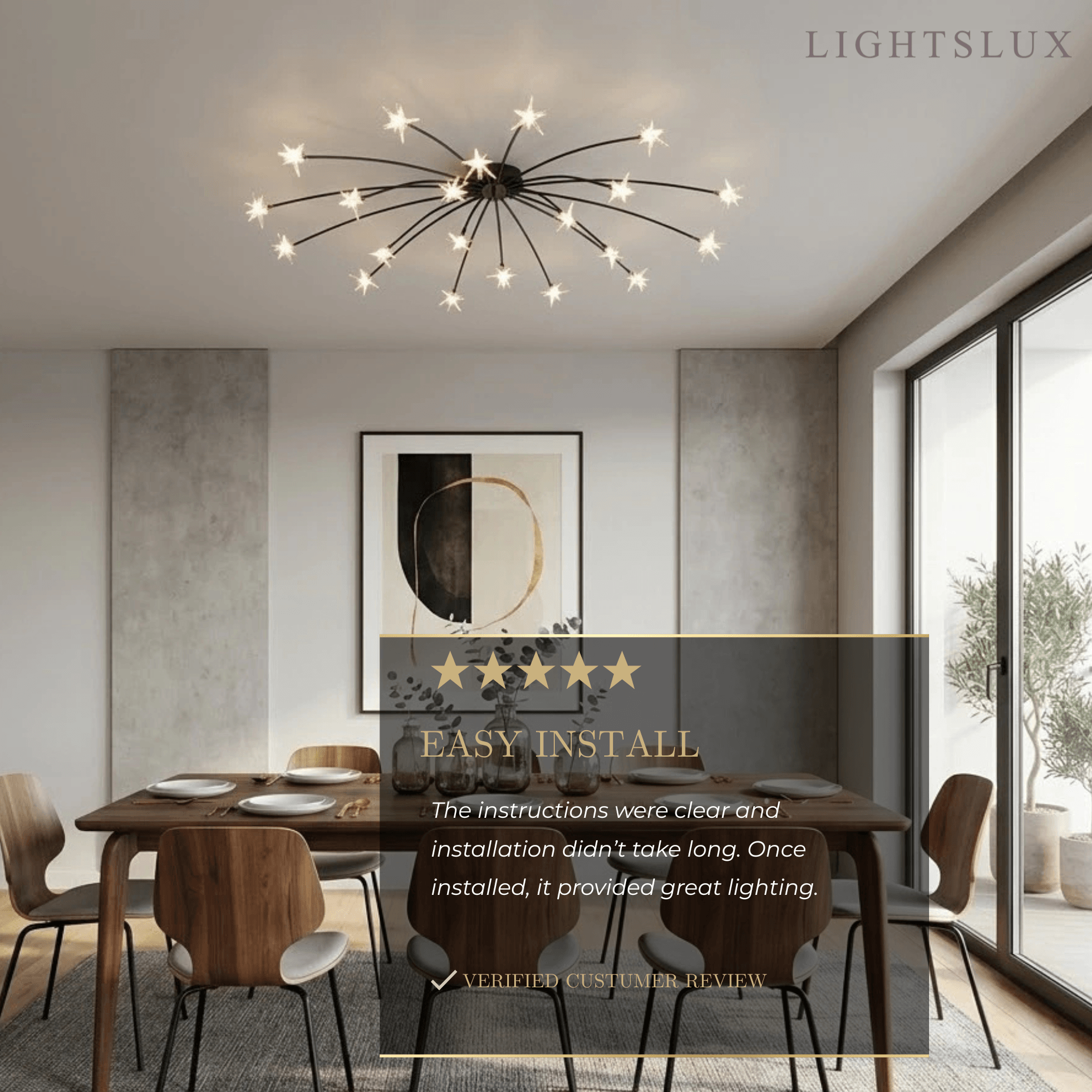 Nebula Art Deco Ceiling Light - Gold/Black/Chrome Metal Fixture for Bedroom