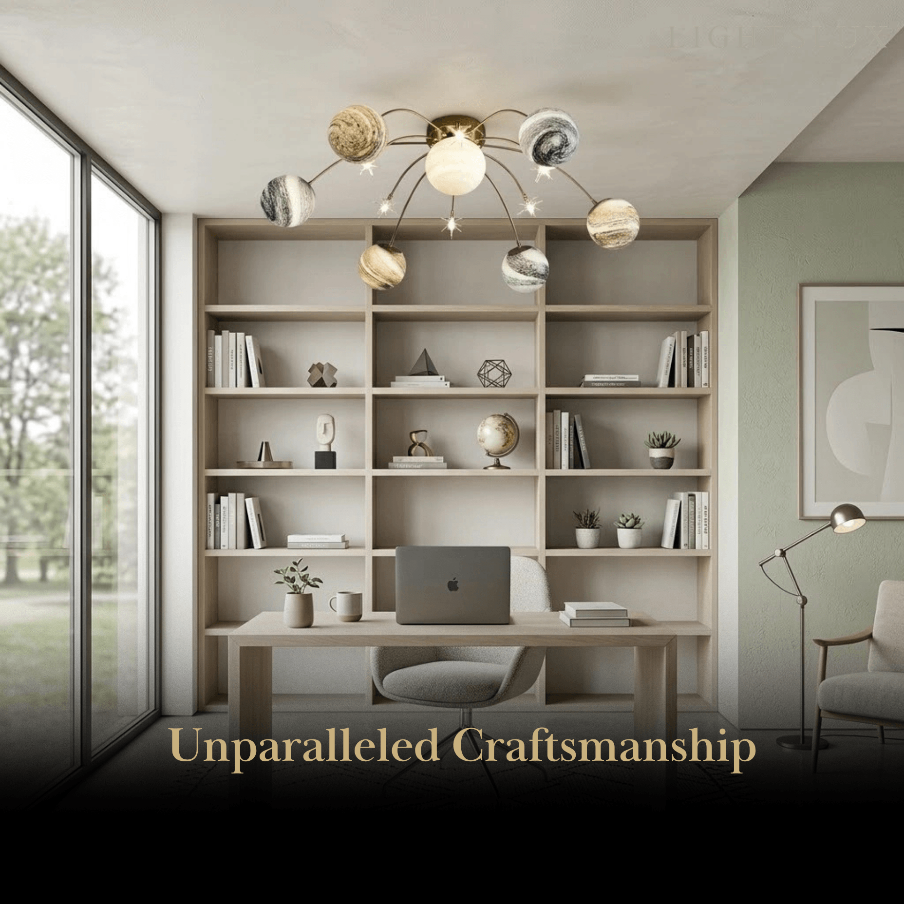 Nebula Art Deco Gold Frame Ceiling Light