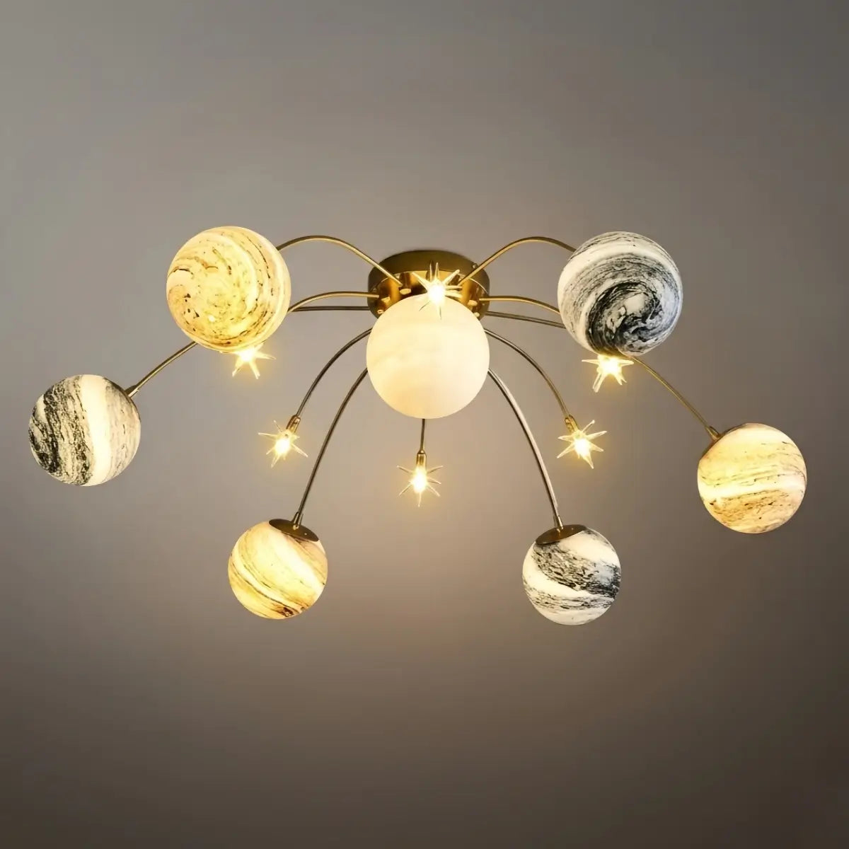 Nebula Art Deco Gold Frame Ceiling Light