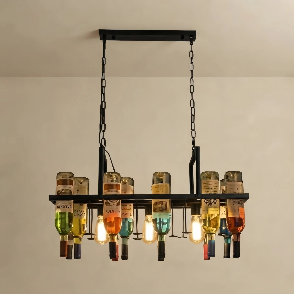 Arcato Art Deco Wine Bottle Pendant Light - Rust Glass Dining Room/Bar
