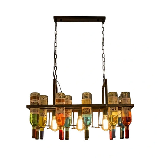 Arcato Art Deco Wine Bottle Pendant Light - Rust Glass Dining Room/Bar