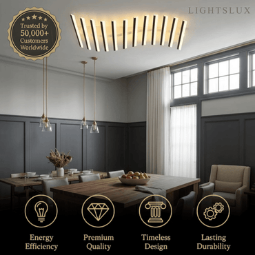 Arcato Minimalist Linear Flush Mount Light - Metal Ceiling Light for Living Room