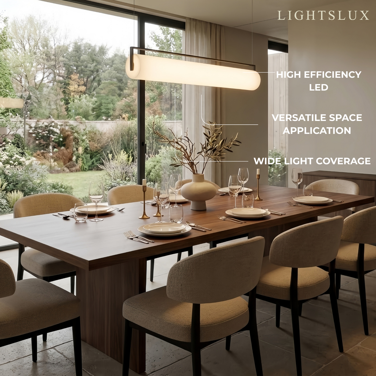 Arcato Modern Designer White Pendant Light – Cylindrical Metal & Acrylic Fixture for Dining Room