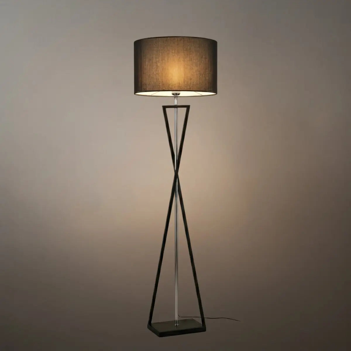 Modern Floor Lamp with Cylindrical Fabric Shade