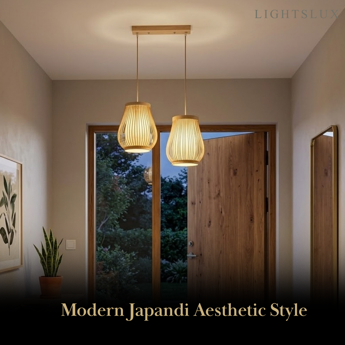 Bamburo Rustic Handwoven Rattan Pendant Light -- Natural Texture for Entryway