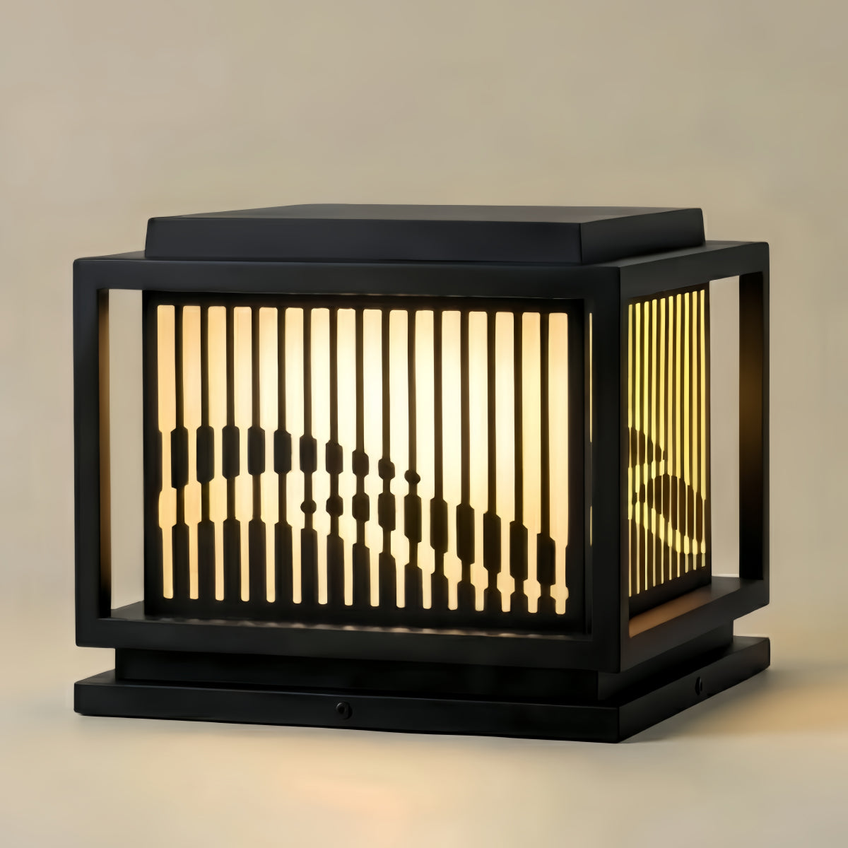 Arcato Vintage Metal Outdoor Pillar Light - Black Square for Garden