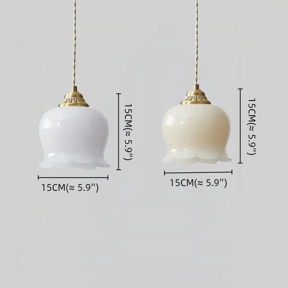 Crema Elegant Floral Pendant Lamp -- Brass & Resin Beige/White for Dining Room Size