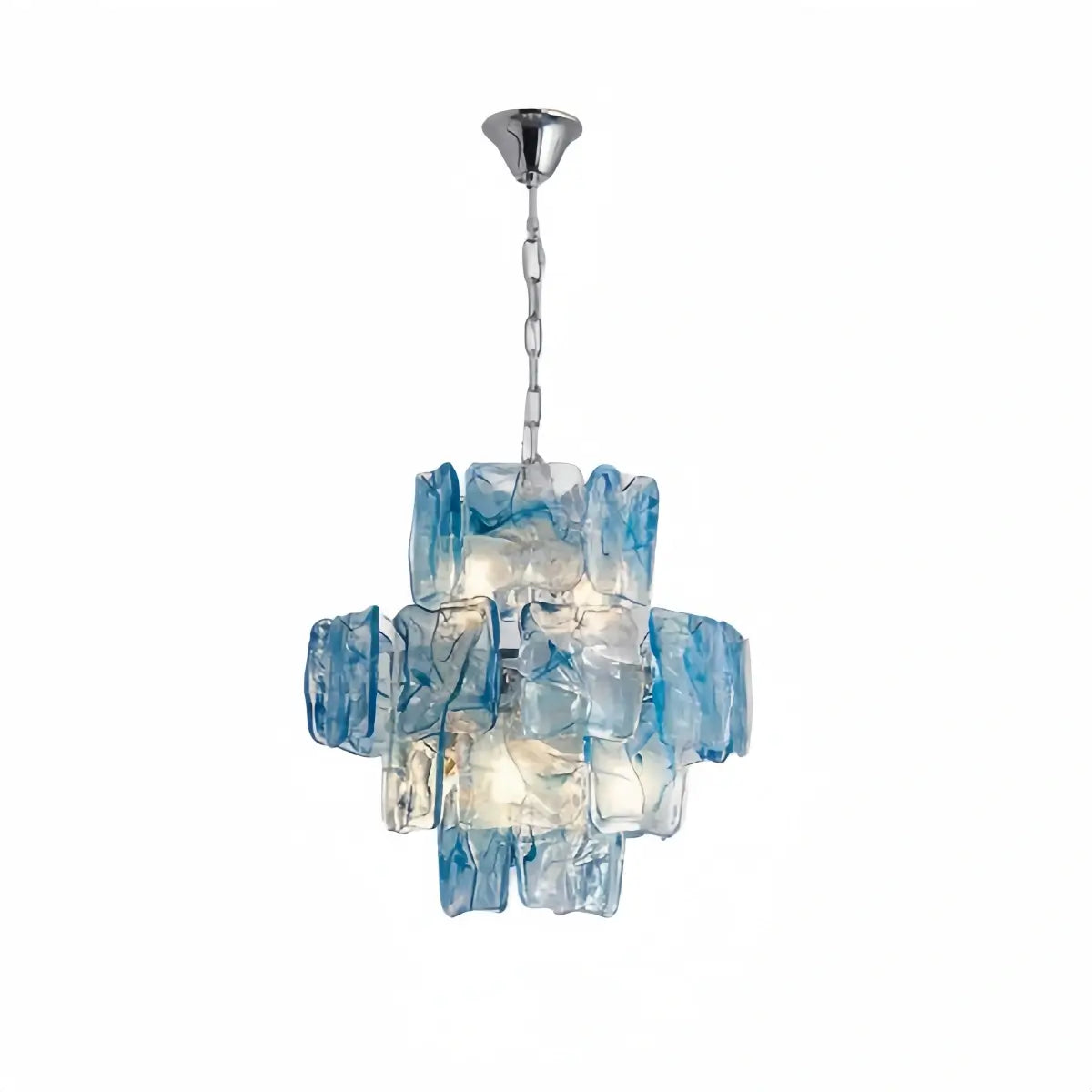 Excelis Luxury Branch-Style Tiered Chandelier— Metal & Glass Blue