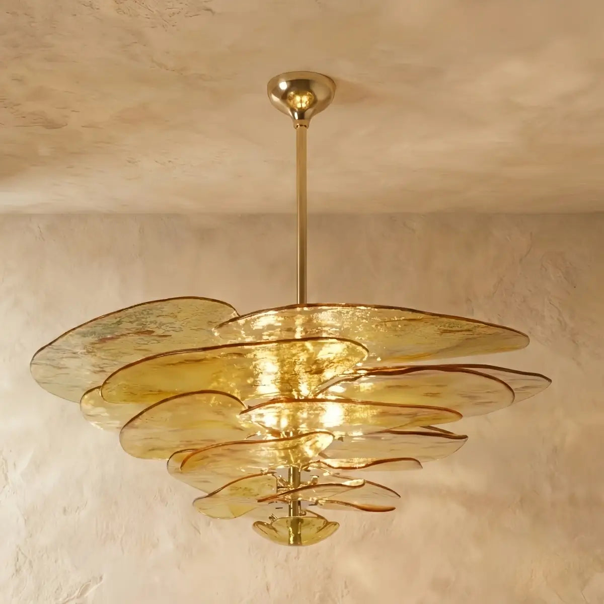 Art Deco Chandelier - Glass Iron Frame - Amber