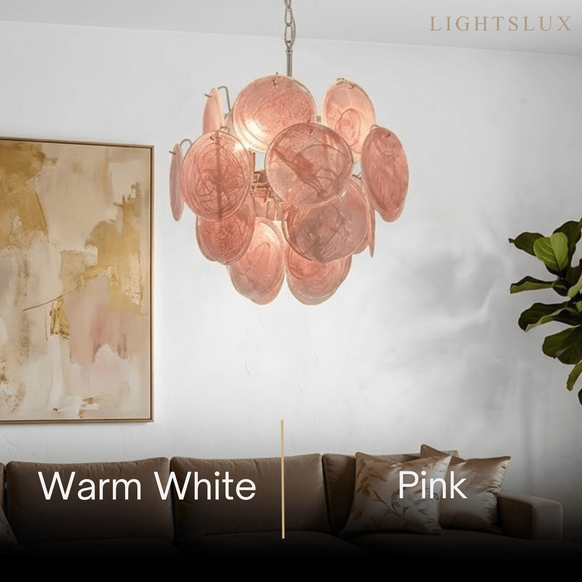 Vetro Art Deco Chandelier -- Dimmable 3-Color Change for lining Room