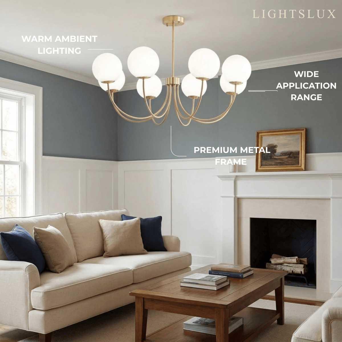 Vetro Minimalist Chandelier - Glass Iron with Tri-color E27 - 8-Head for Living Room