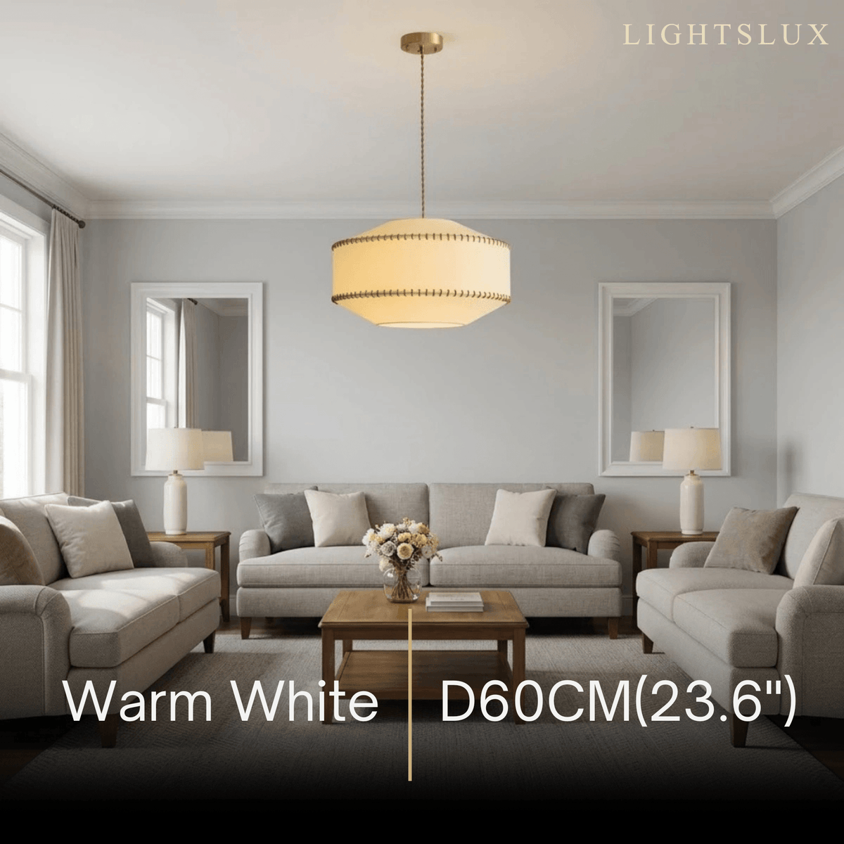 Zenno Wabi-sabiPendant Light - Fabric Iron with Warm LED - 3 Sizes for Living Room