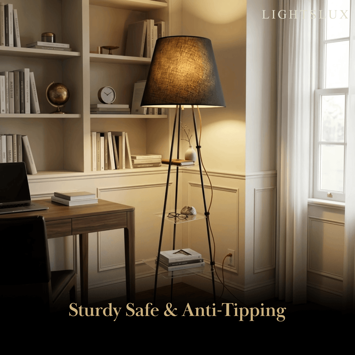 _Modern_Floor_Lamp_--_Metal_Black_Finish_Tripod_for_Living_Room
