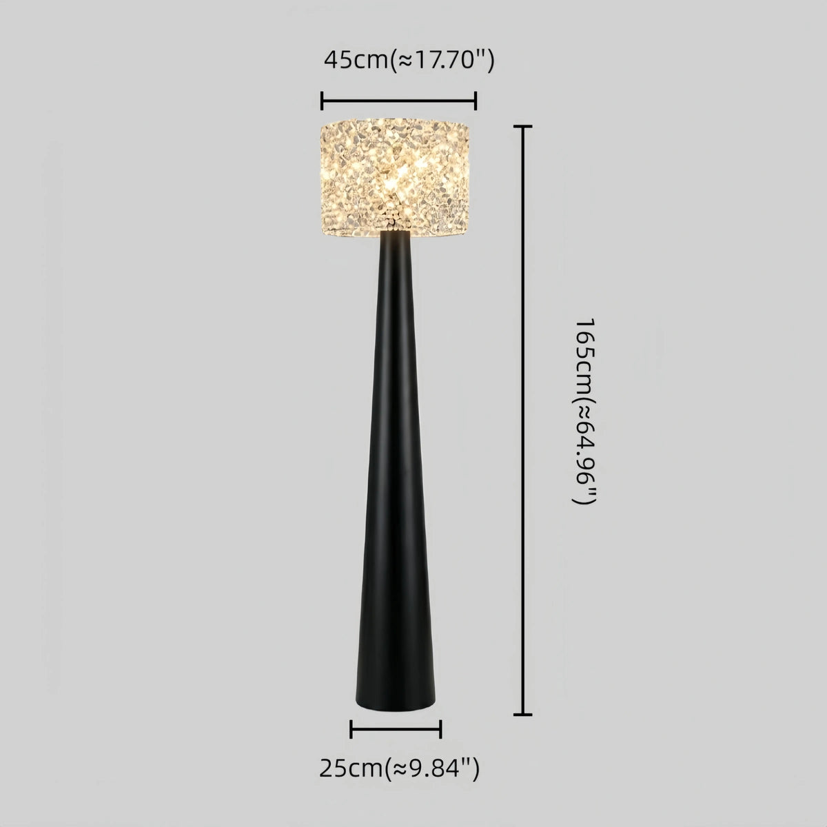 Velora Modern Crystal Floor Lamp – Black Metal for Living Room14