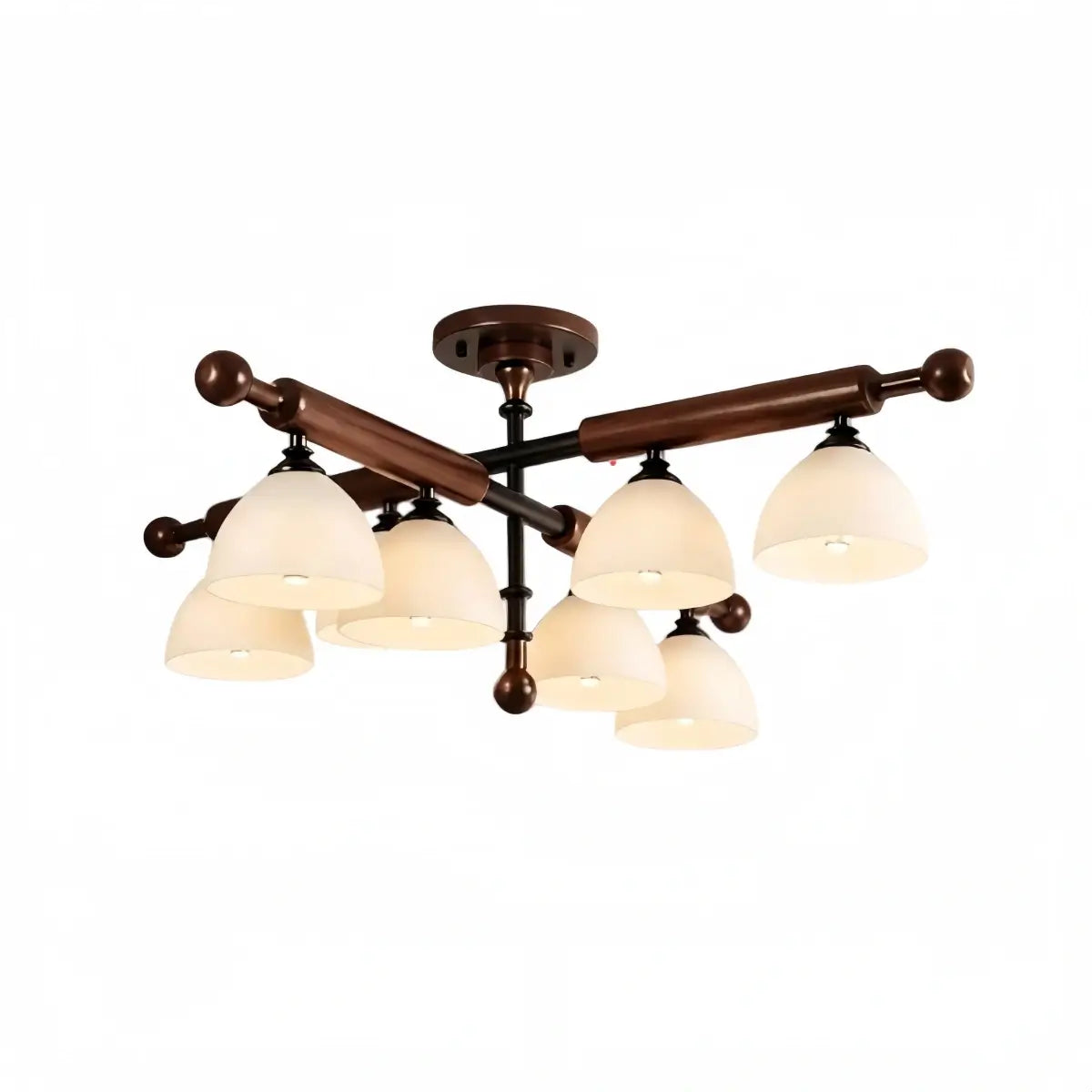 Nebula Modern Wood and Glass Ceiling Light – Walnut Round for Entryway and FO