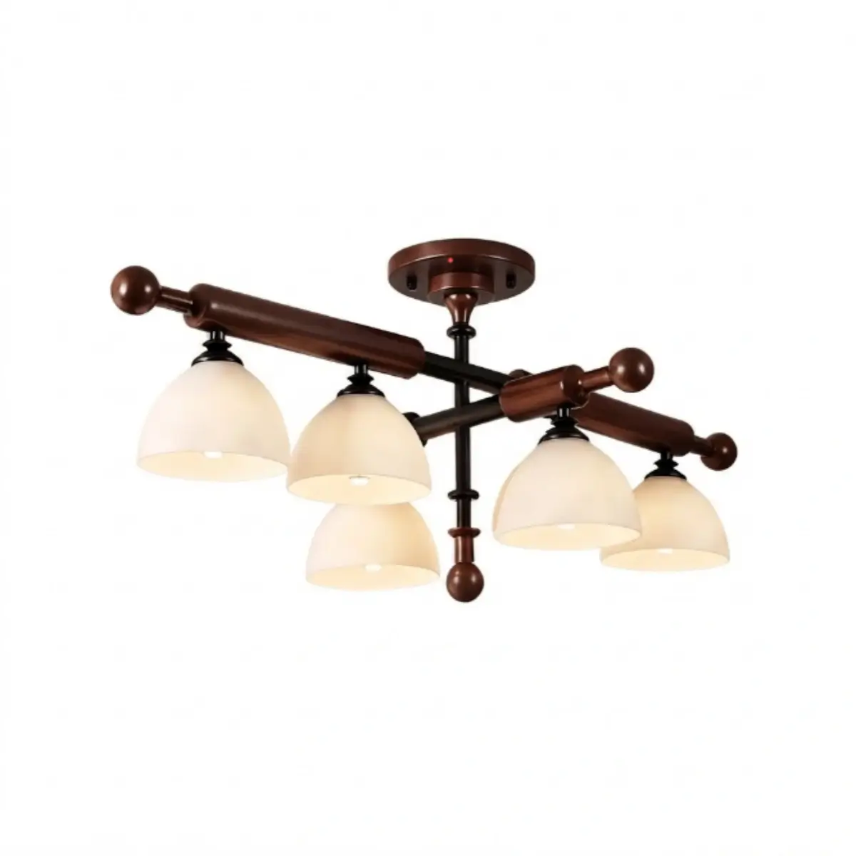 Nebula Modern Wood and Glass Ceiling Light – Walnut Round for Entryway and Hallway F