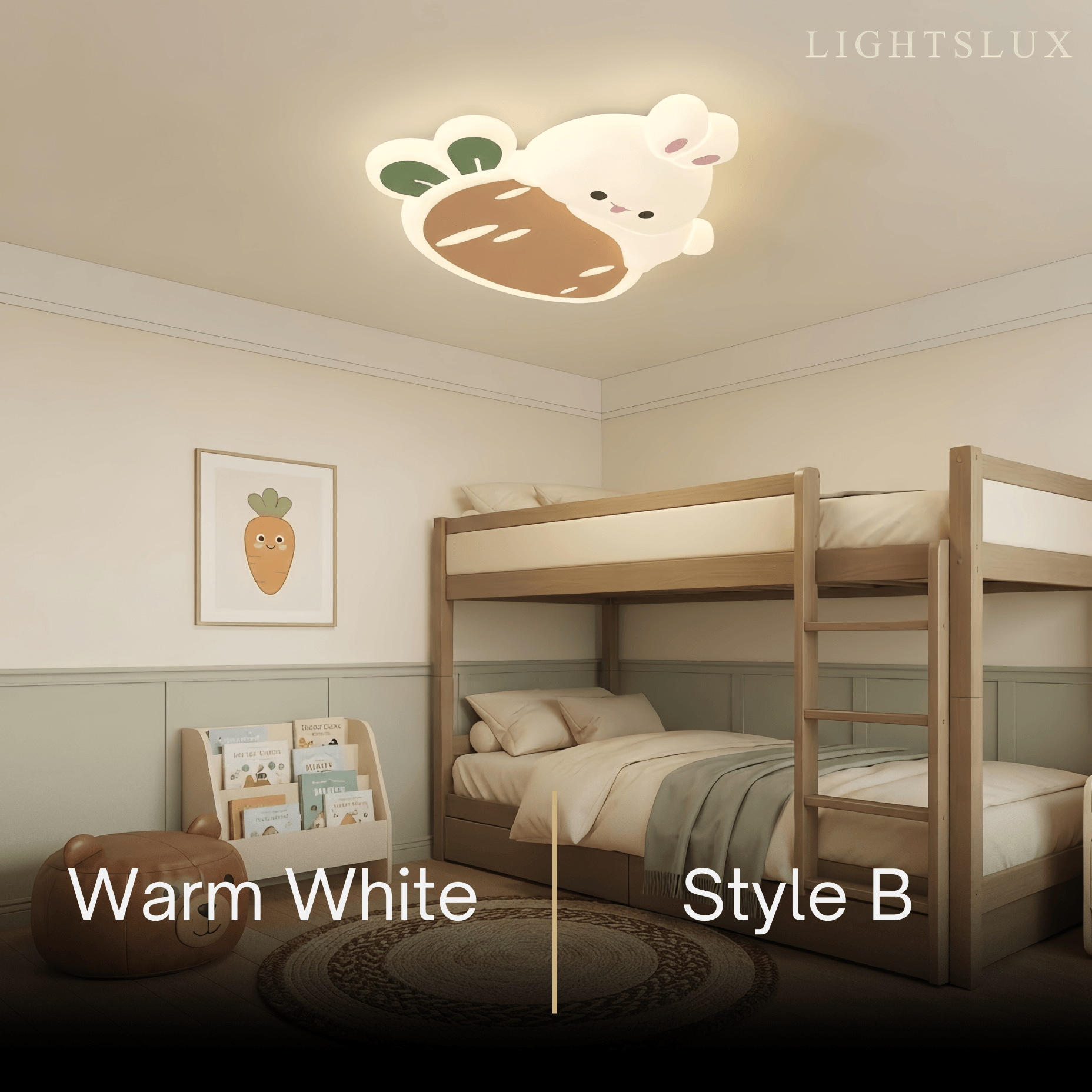 Vivara Cartoon Ceiling Lamp -- Iron & PE White for Bedroom Style B
