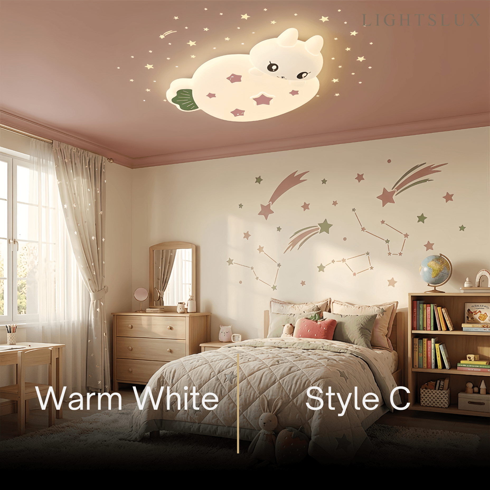 Vivara Cartoon Ceiling Lamp -- Iron & PE White for Bedroom Style C