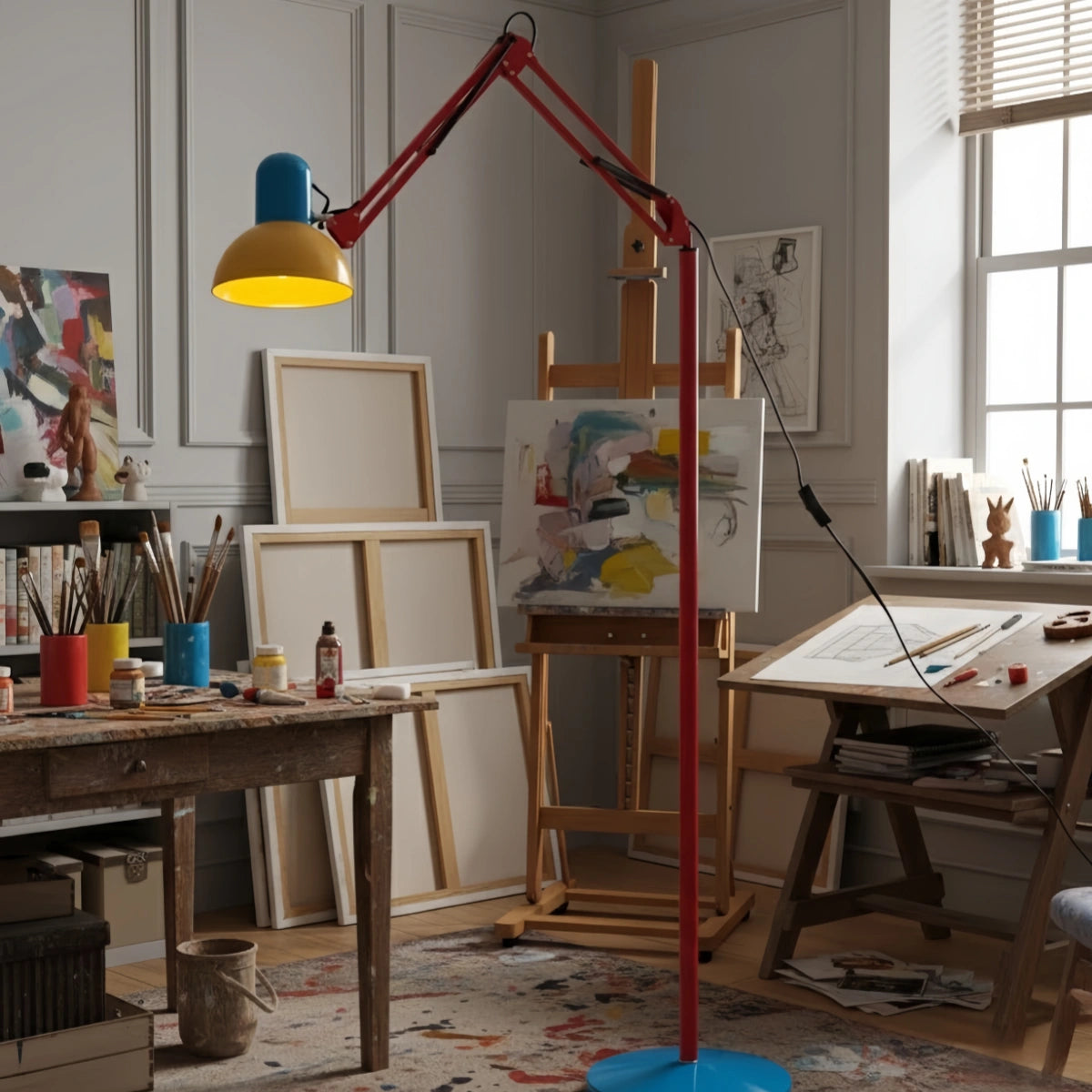 Modern Multi-Joint Floor Lamp — Adjustable Blue Red Yellow