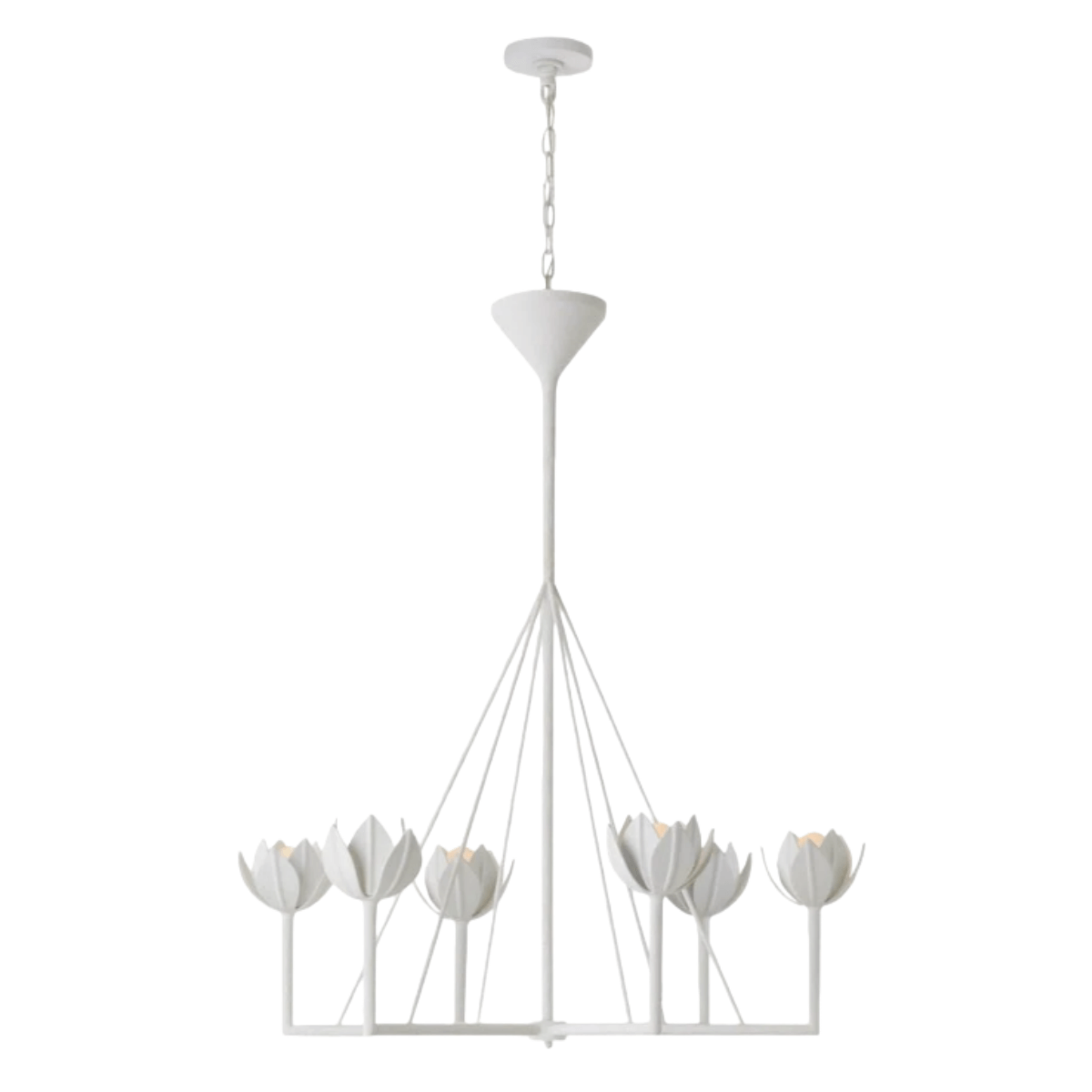 Modern Lotus Chandelier — Curved Petal Shades & Brass Frame