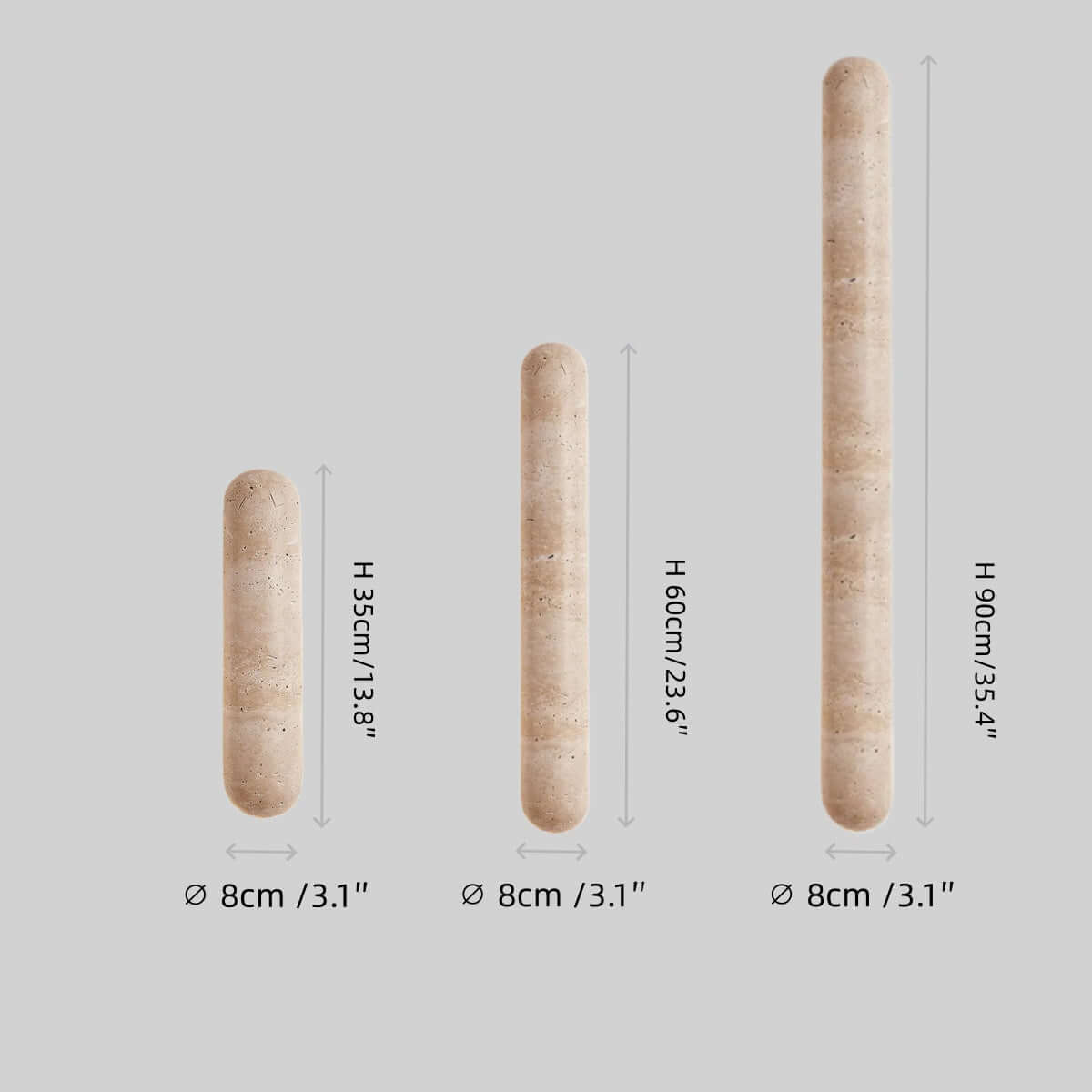 Travertine Pillar Wall Lamp — Slender Carved Stone with Back Glow