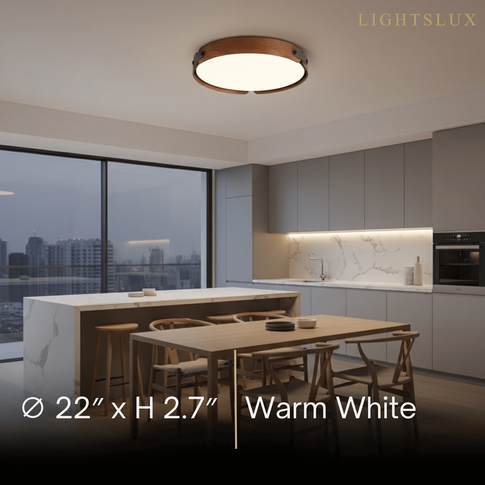Wabi-Sabi Wood Ceiling Light – Modern LED Flush Mount Lamp