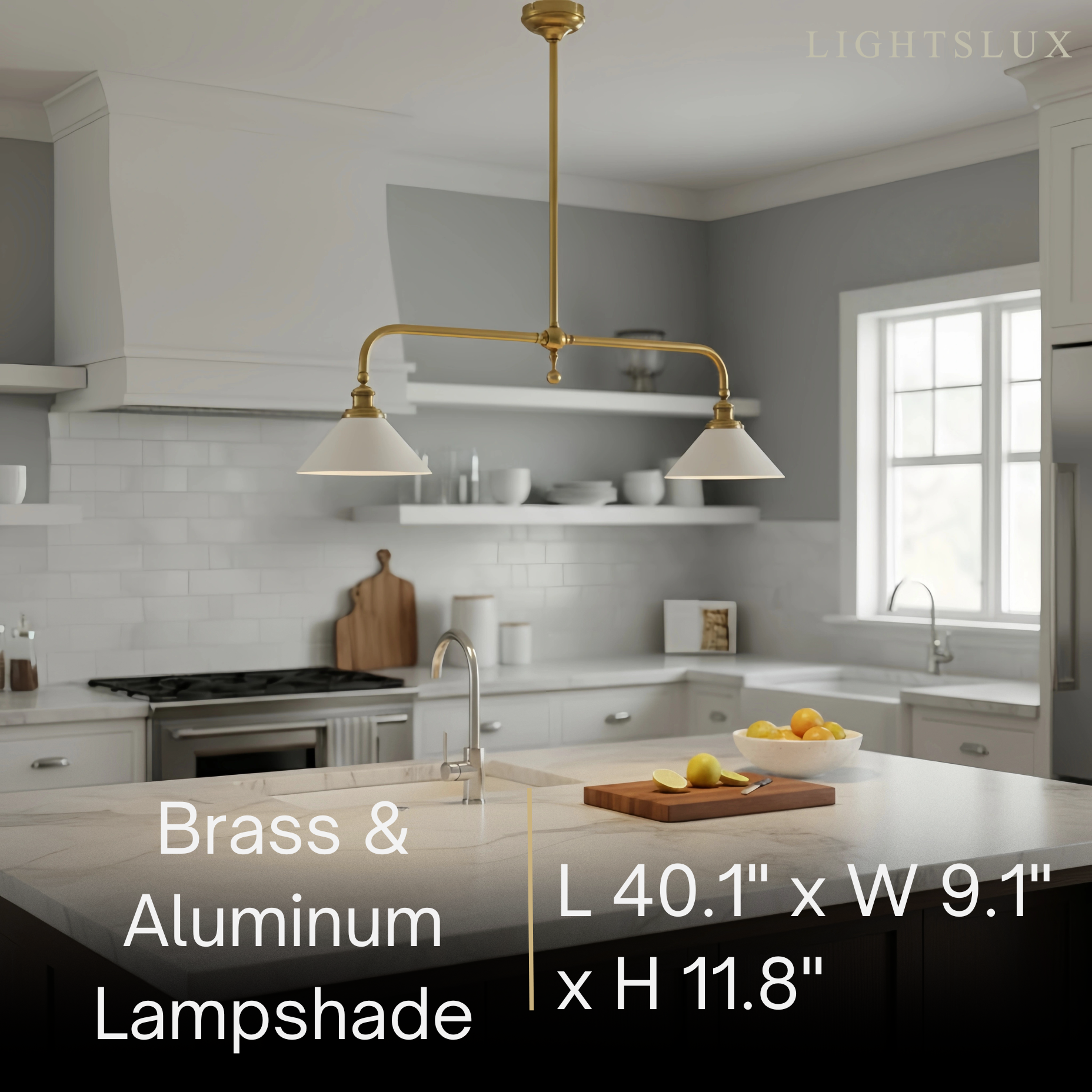 Modern Brass Pendant Light – White Ceramic Island Chandelier