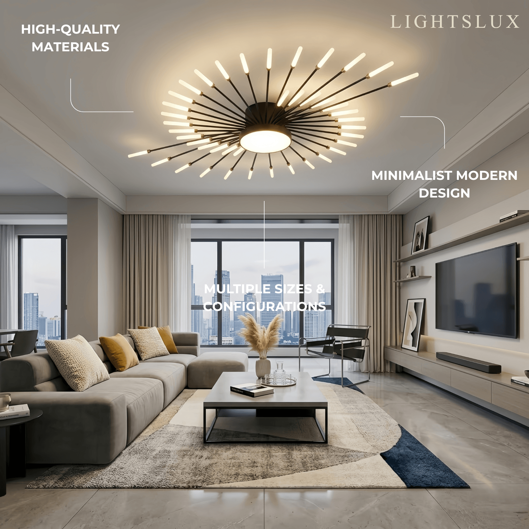 Nebula Modern Firework Ceiling Light – Gold/Black for Bedroom Dining Room Living Room