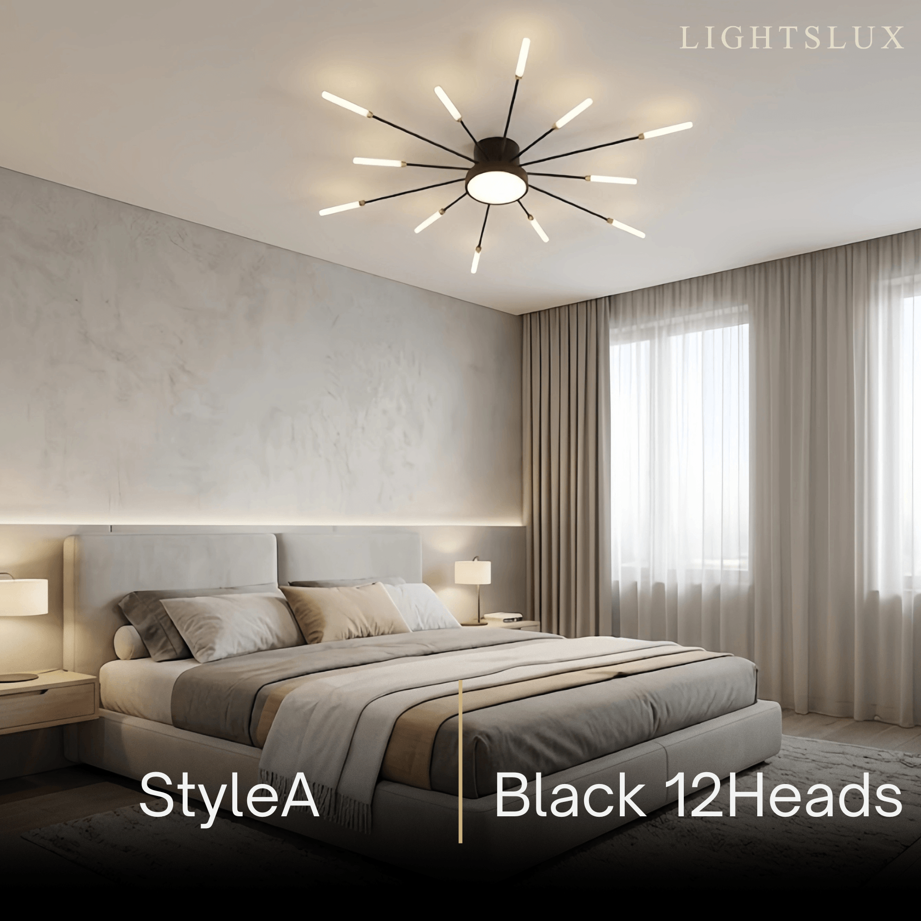 Nebula Modern Firework Ceiling Light – Gold/Black for Bedroom Dining Room Living Room