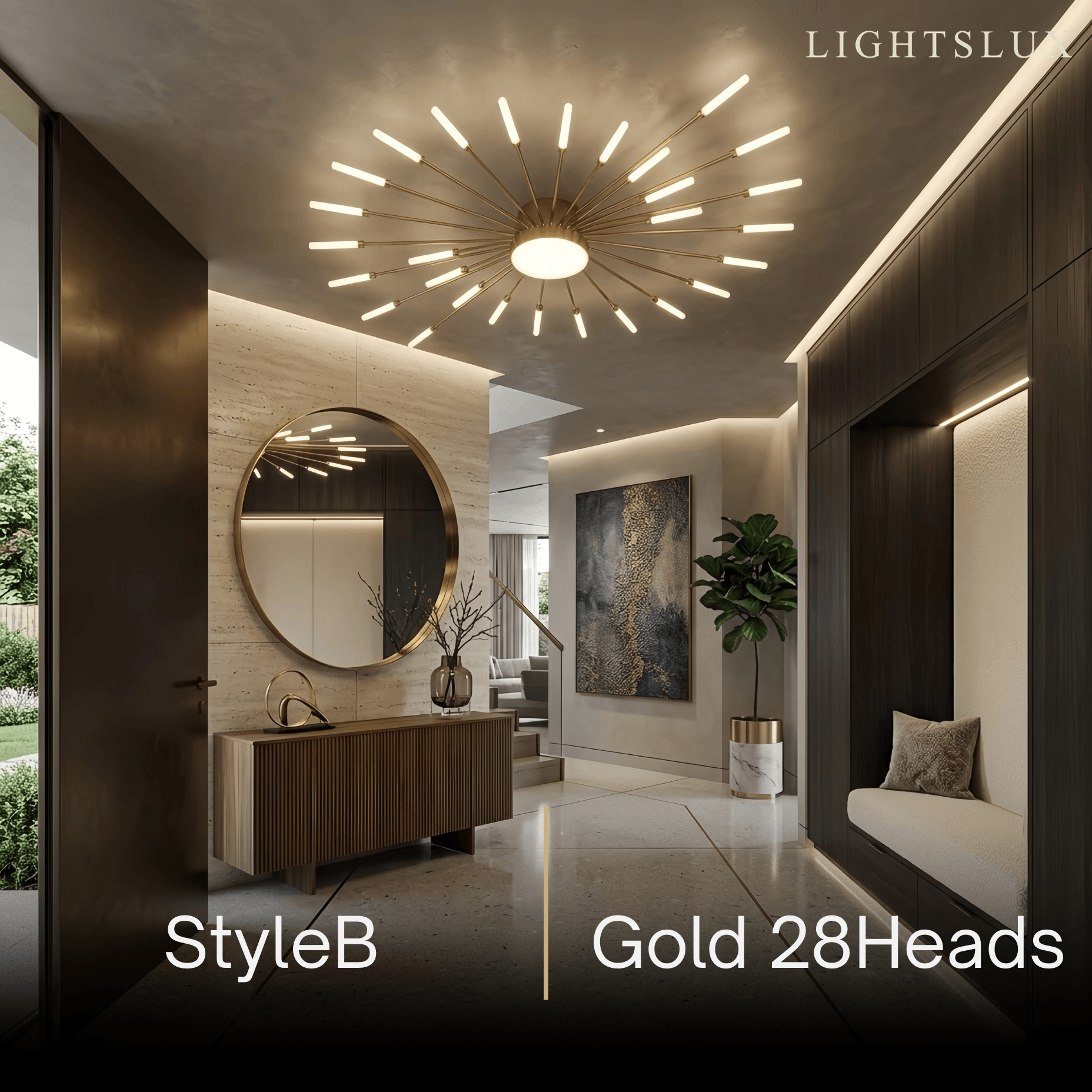 Nebula Modern Firework Ceiling Light – Gold/Black for Bedroom Dining Room Living Room