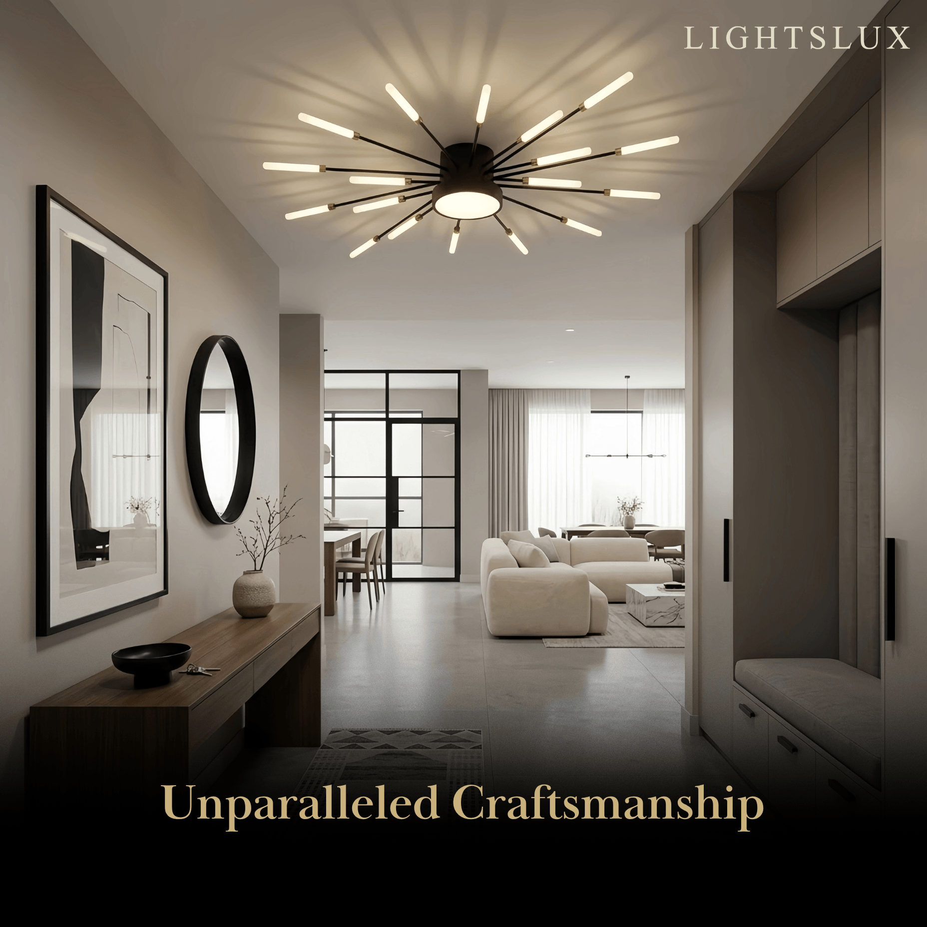Nebula Modern Firework Ceiling Light – Gold/Black for Bedroom Dining Room Living Room